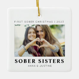 Personalizable Sober Sisters Best Friends Xmas Keramikornament