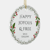 Personalizable Sobriety Datum Klassische Weihnacht Keramik Ornament (Rechts)