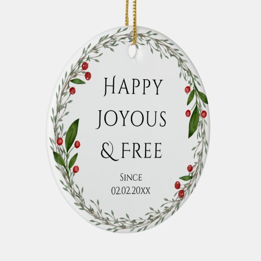 Personalizable Sobriety Datum Klassische Weihnacht Keramik Ornament (Rechts)