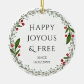 Personalizable Sobriety Datum Klassische Weihnacht Keramik Ornament (Vorne)