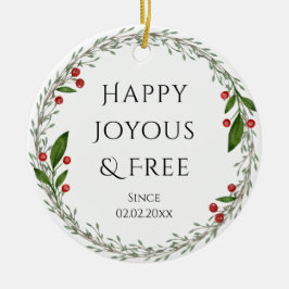 Personalizable Sobriety Datum Klassische Weihnacht Keramik Ornament