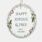 Personalizable Sobriety Datum Klassische Weihnacht Keramik Ornament (Links)