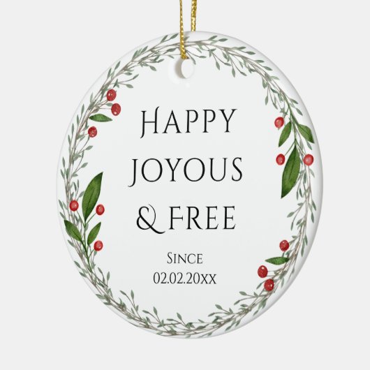 Personalizable Sobriety Datum Klassische Weihnacht Keramik Ornament (Links)