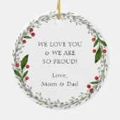 Personalizable Sobriety Datum Klassische Weihnacht Keramik Ornament (Hinten)