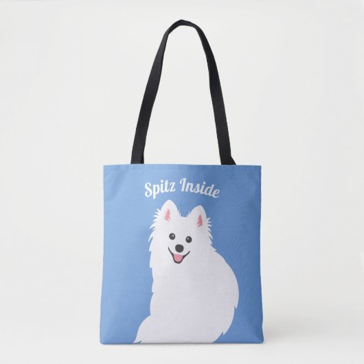 Personalizable - Spitz Inside Hund Tote Beutel Bla Tasche (Vorderseite)