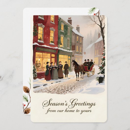 Personalizable Vintage Flat Holiday Card Feiertagskarte (Vorne/Hinten)