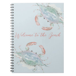 Personalizable Watercolor Crab Rental Guest Book Notizblock