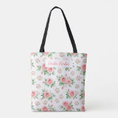Personalizable Watercolor Rose and Paw Print Tote  Tasche (Rückseite)