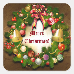 Personalizable WeihnachtsKranz Quadratischer Aufkleber