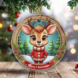 Personalizable Wildlife Winter Animal Holiday 🦌🎄 Keramik Ornament