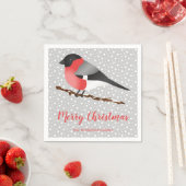 Personalizable Winter Bird & Frohe Weihnachts Text Serviette (Beispiel)