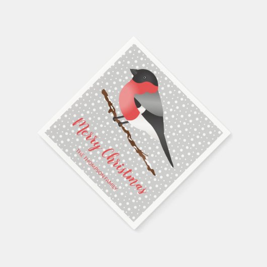 Personalizable Winter Bird & Frohe Weihnachts Text Serviette (Ecke)