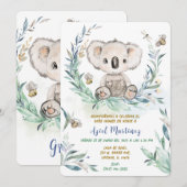 Personalizada Koala Kinderdusche Einladung (Vorne/Hinten)