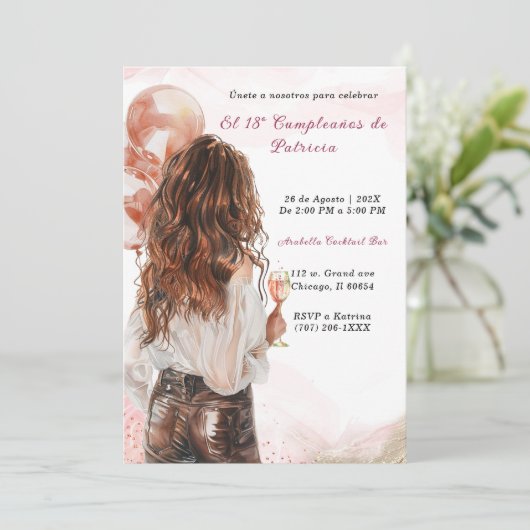 Personalizadas Para el 18º Cumpleaños en Español Einladung (Stehend Vorderseite)