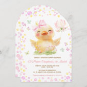 Personalizadas Primer Cumpleaños Niña Con Patito Einladung (Vorne/Hinten)