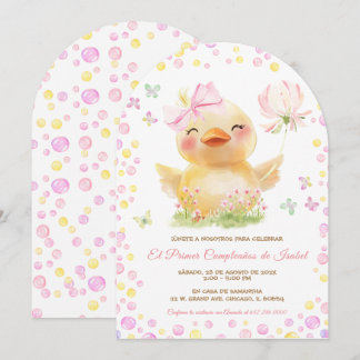 Personalizadas Primer Cumpleaños Niña Con Patito Einladung