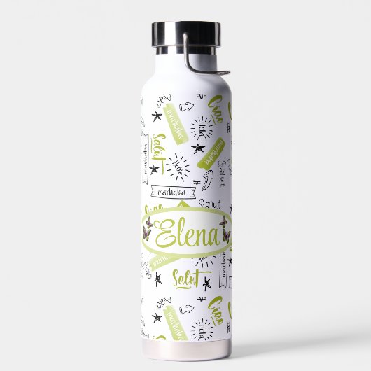 Personalizado ,Hola en varias idiomas Trinkflasche (Links)