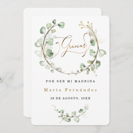 Personalizar tarjeta de agradecimiento la madrina einladung (Vorne/Hinten)