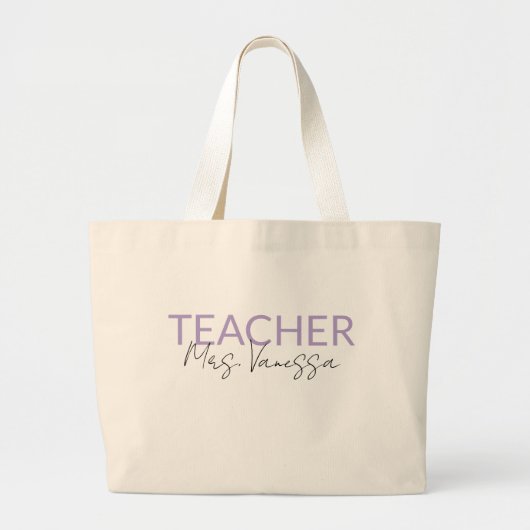Personalization Teacher Name Tote Bag, Retro Teach Jumbo Stoffbeutel (Vorne)