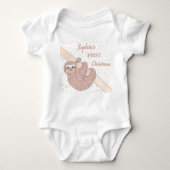 Personalize 1 Christmas Sloth Baby Strampler (Vorderseite)