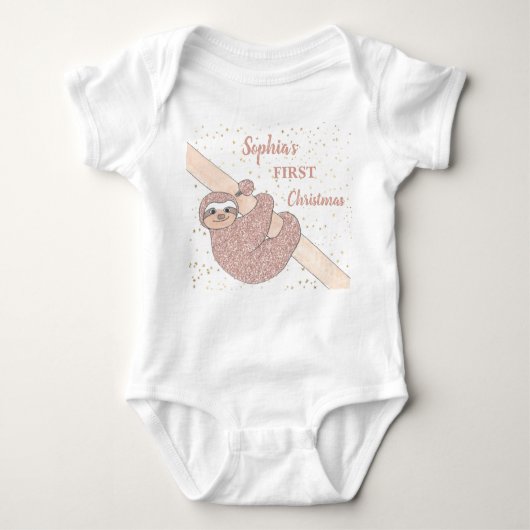 Personalize 1 Christmas Sloth Baby Strampler (Vorderseite)