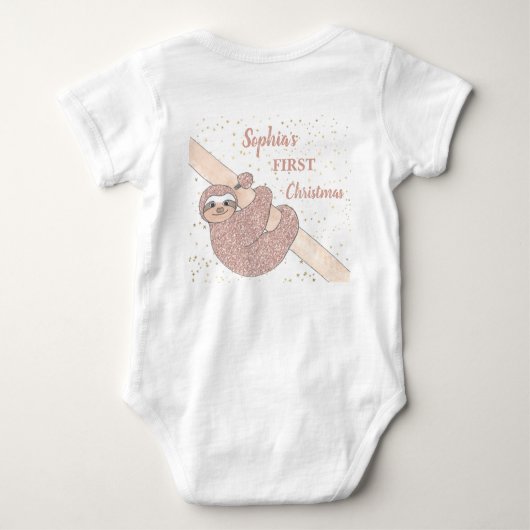 Personalize 1 Christmas Sloth Baby Strampler (Rückseite)
