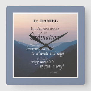 Personalize 1st Anniversary of Ordination Congrats Quadratische Wanduhr