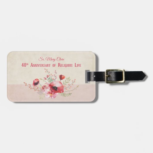 Personalize, 40th Anniversary Nun, Pink und Gepäckanhänger (Vorderseite horizontal)