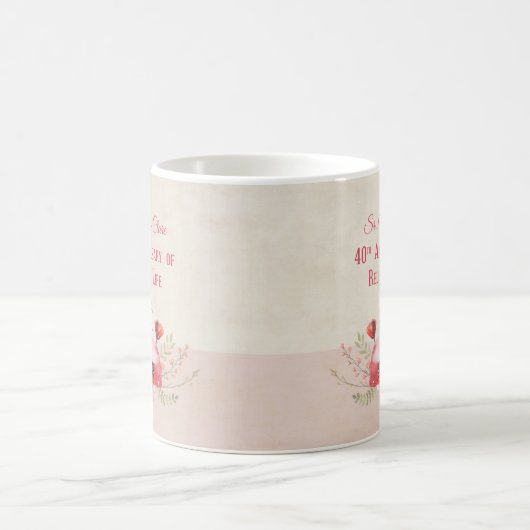 Personalize, 40th Anniversary Nun, Pink und Kaffeetasse (Mittel)