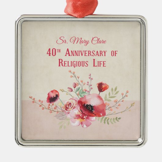 Personalize, 40th Anniversary Nun, Pink und Ornament Aus Metall (Vorne)