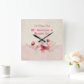 Personalize, 40th Anniversary Nun, Pink und Quadratische Wanduhr (Zuhause)