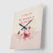 Personalize, 40th Anniversary Nun, Pink und Quadratische Wanduhr (Winkel)