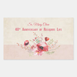 Personalize, 40th Anniversary Nun, Pink und Rechteckiger Aufkleber