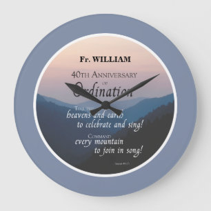 Personalize 40th Anniversary Ordination Congrats Große Wanduhr
