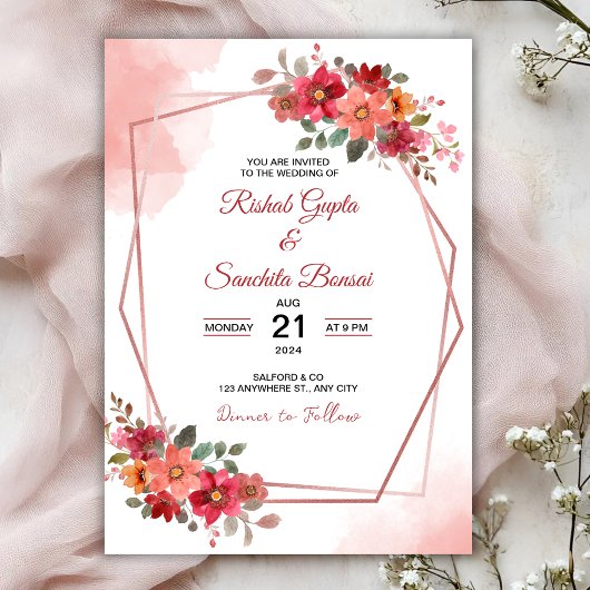 Personalize Aesthetic floral weeding Invitation Einladung