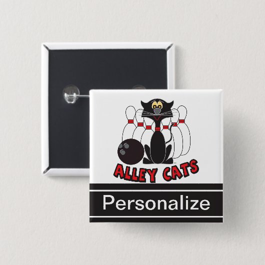 Personalize - Alley Cats Bowling Button (Vorne & Hinten)