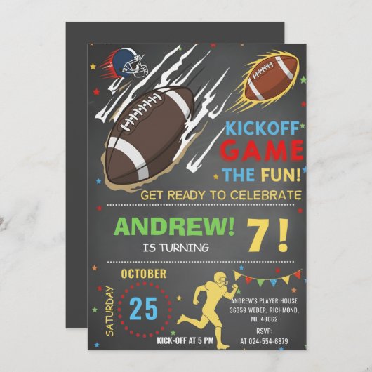 Personalize American FOOTBALL WATCH Party Einladung (Vorne/Hinten)