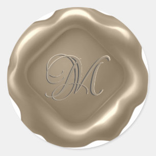 *~* PERSONALIZE Anfangs Monogram Gold Wax Siegel Runder Aufkleber