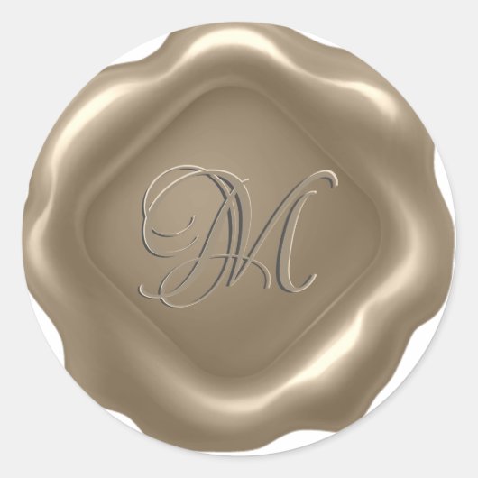 *~* PERSONALIZE Anfangs Monogram Gold Wax Siegel Runder Aufkleber (Vorderseite)