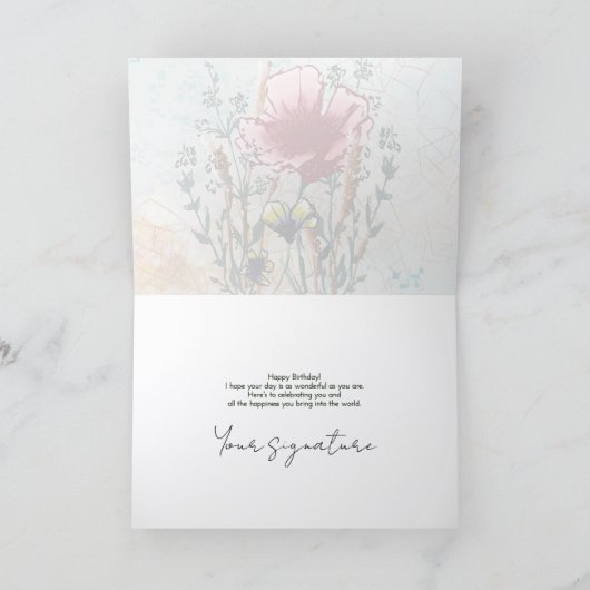 Personalize Artistic Wildflower Birthday Card Karte (Innenseite)