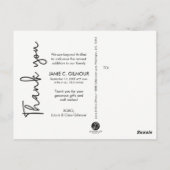 Personalize Baby Birth Ankündigung Vielen Dank Postkarte (Rückseite)