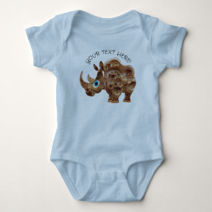 Personalize Baby Boy Niedlich Rhino Strampler