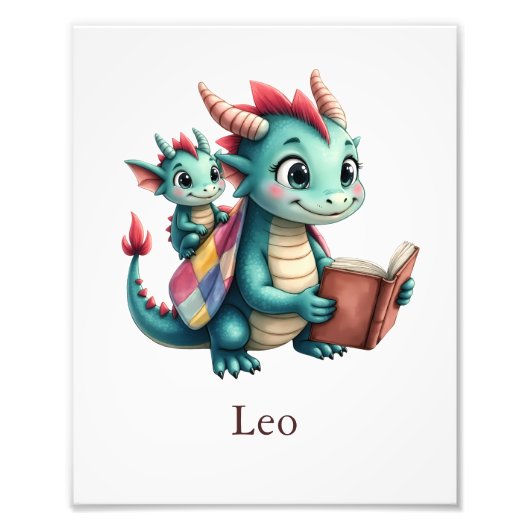 Personalize Baby Dragon Art Print Custom Kids Room Fotodruck (Vorne)