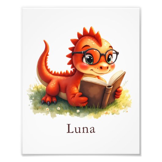 Personalize Baby Dragon Art Print Custom Kids Room Fotodruck (Vorne)