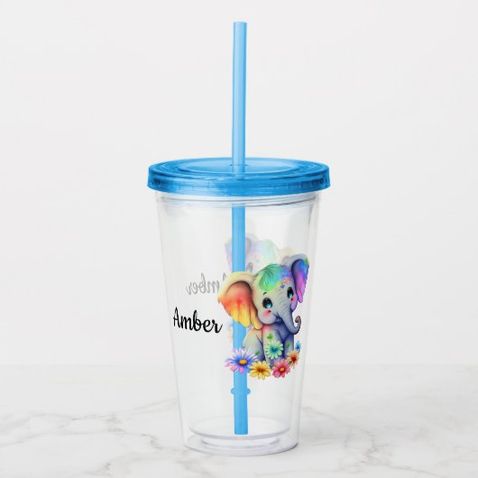 Personalize Baby Elephant Acryltrinkbecher (Vorderseite)