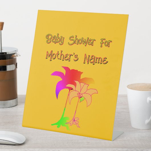 Personalize Baby Shower Floral Pedestal Sign Sockelschild (In Situ)