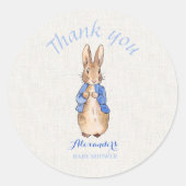 Personalize Baby Showname Peter Linen Vielen Dank Runder Aufkleber (Vorderseite)