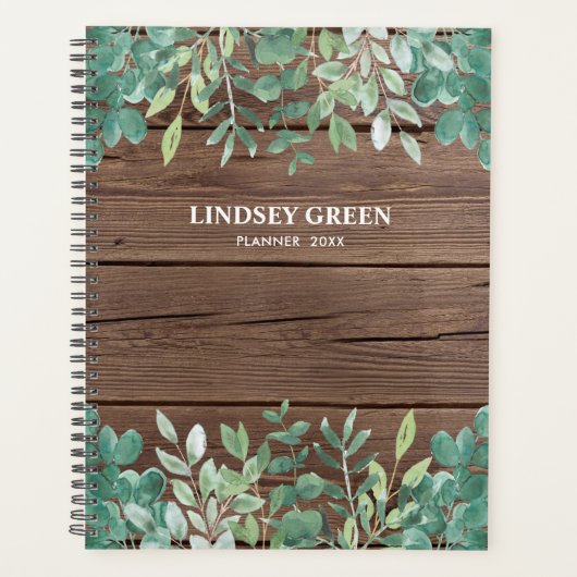 Personalize Barn Wood Eukalyptus Greenery Planer (Vorderseite)
