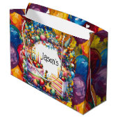 Personalize Birthday Party  Große Geschenktüte (Rückseite Schrägansicht)