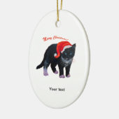 Personalize Black Kitten Frohe Weihnachten Keramik Ornament (Links)